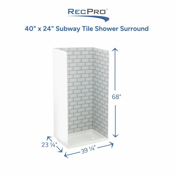 Shower pan with measurements