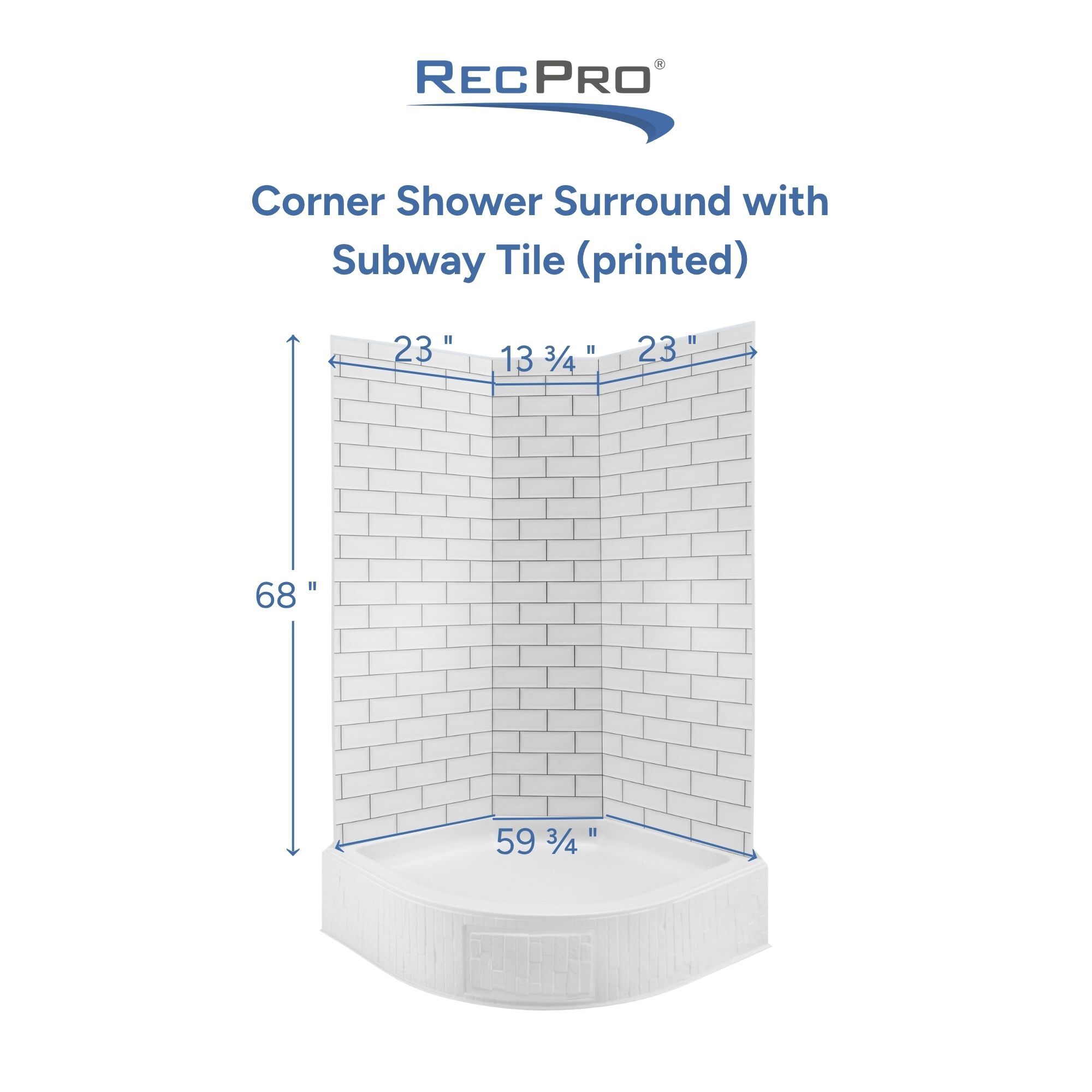 Corner Shower Surround with Subway Tile (printed) Measurements Corner Shower Surround with Subway Tile (printed) Measurements