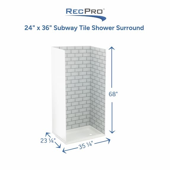 rp-shwr-d-2440 measurements 35 1/4" W x 23 1/4" D