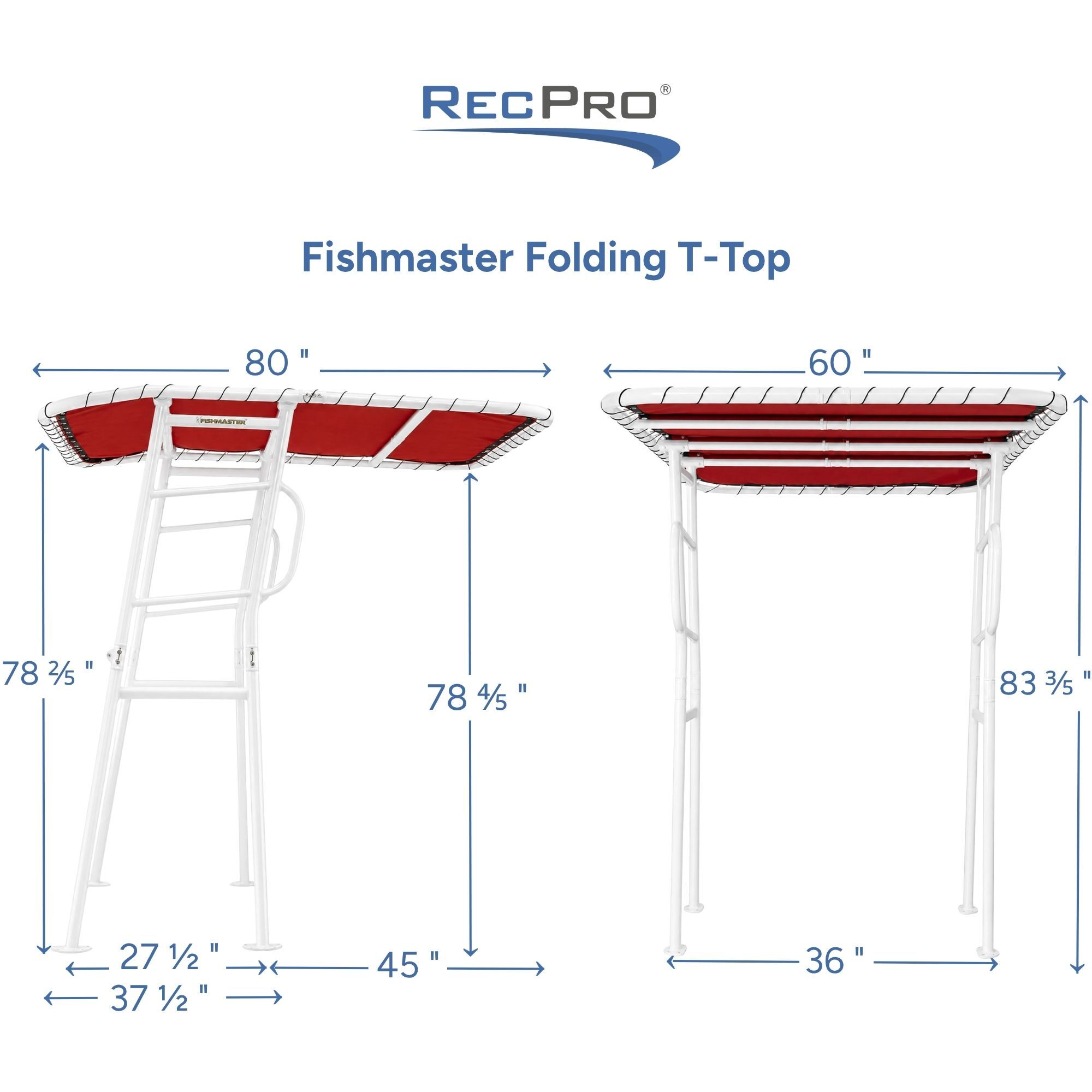 Fishmaster Folding T-Top White Frame Measurements 