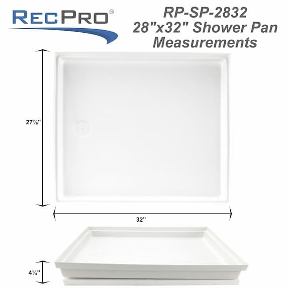 White RV shower pan measurements.