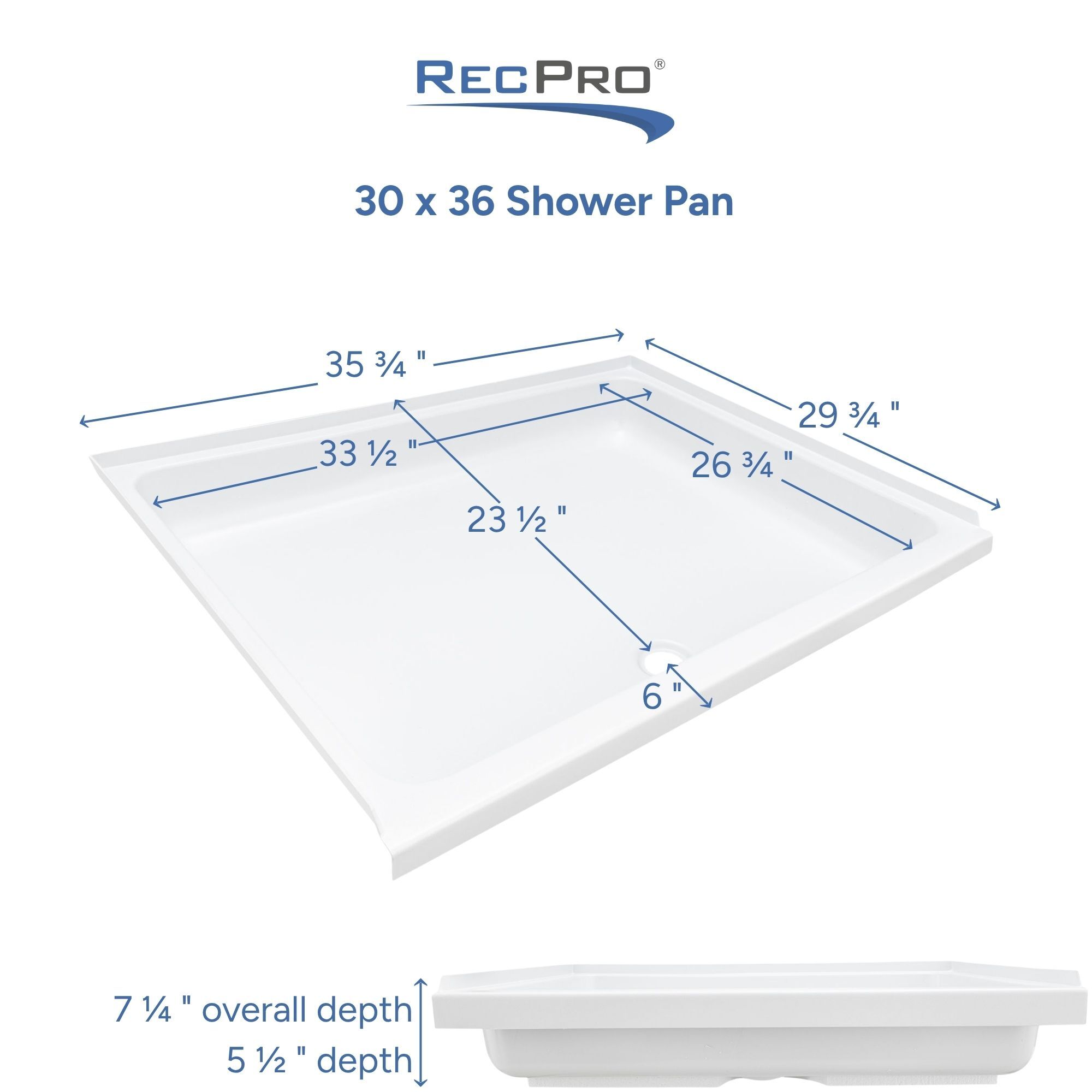 30 x 36 Shower Pan Measurements 
