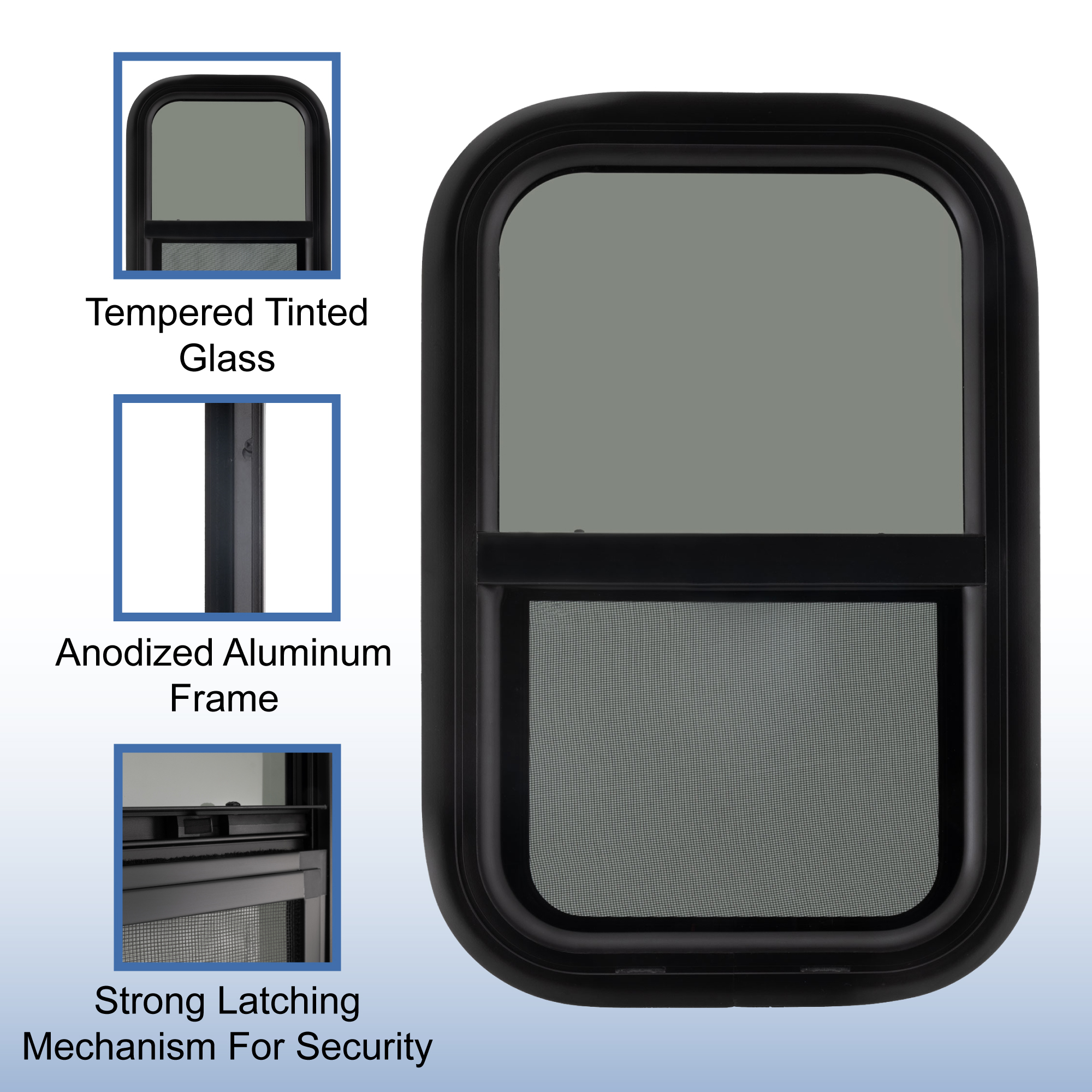 Labwork RV Sliding Window 15x22 Inch - Aluminum Frame, Tempered Glass, DOT Certified