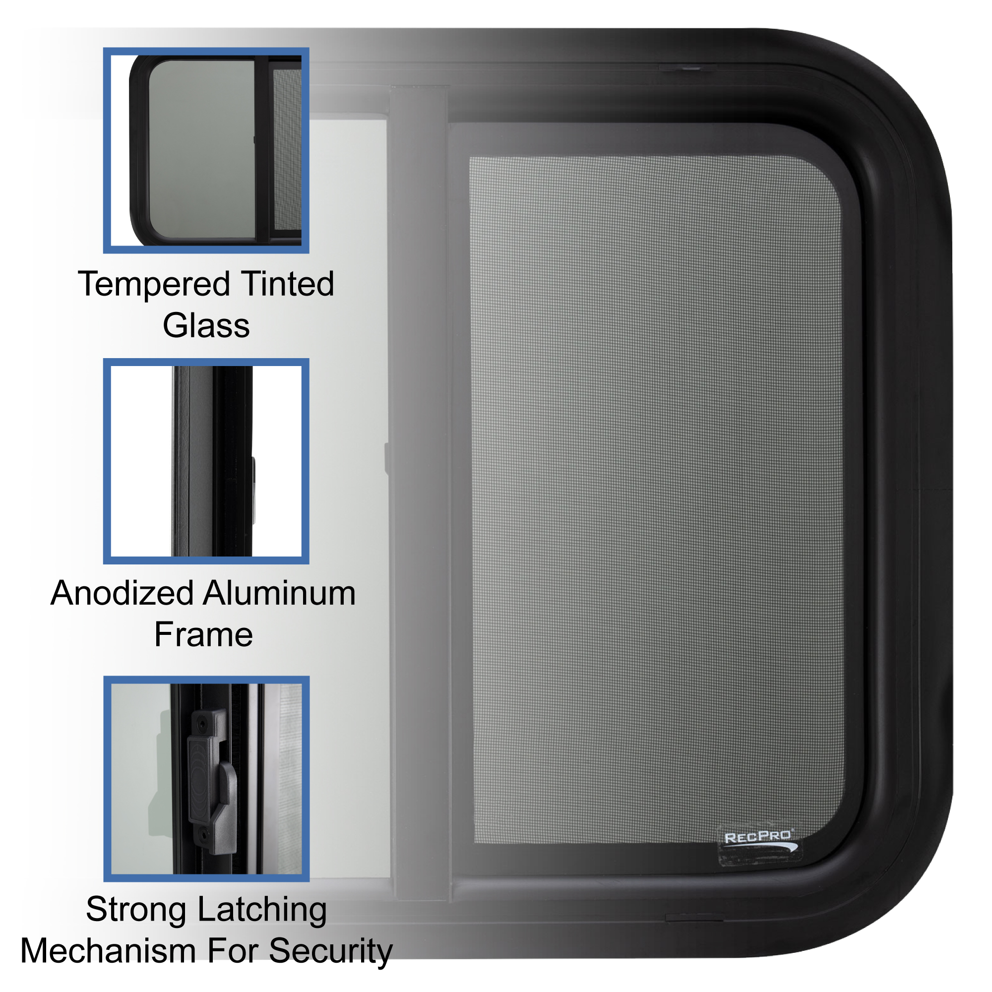 RV Window Teardrop 24" W x 22" H with Trim RecPro