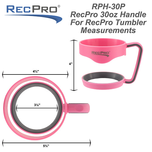Pink RecPro 30 oz tumbler handle measurements. Pink RecPro 30 oz tumbler handle measurements.