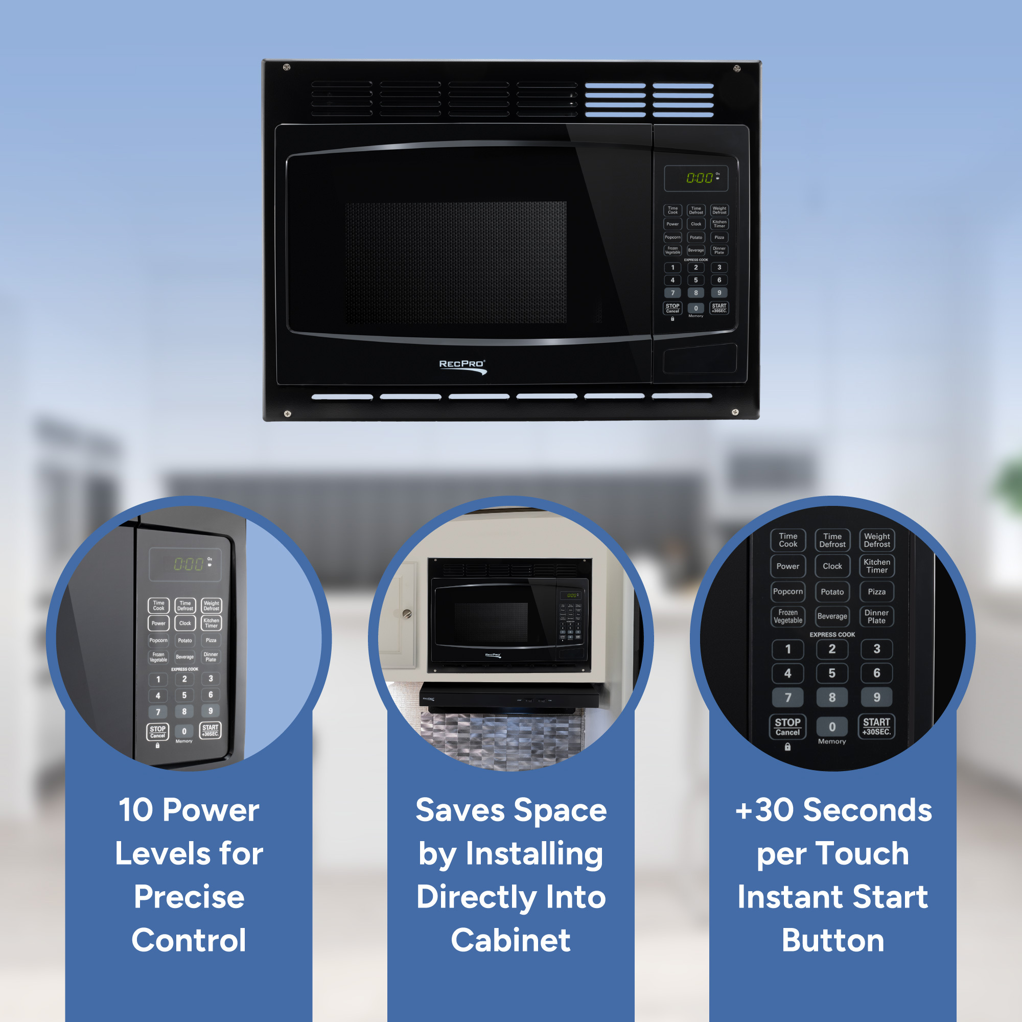 10 Power levels, Saves space, 30 Seconds start button