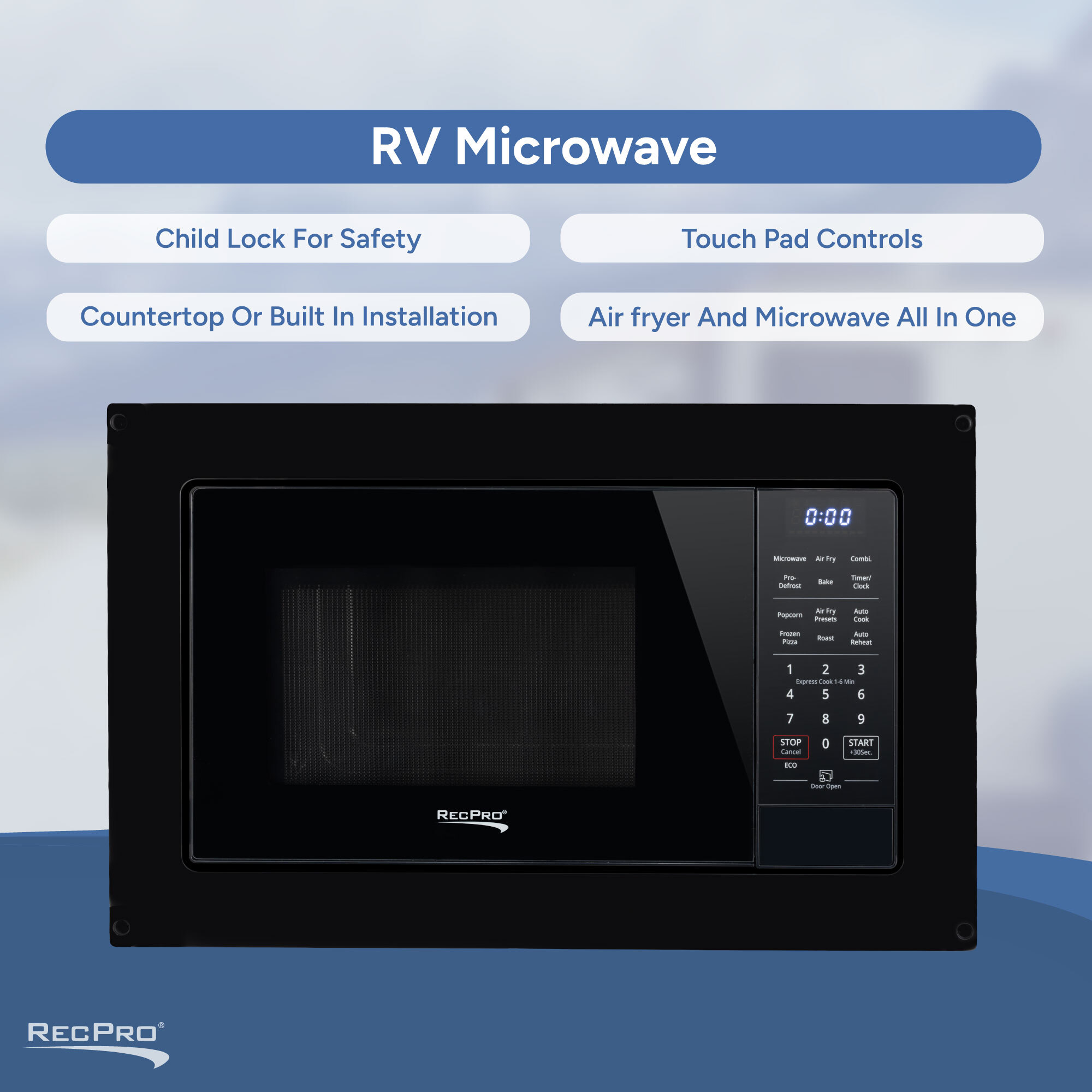 Child Lock For Safety, Touch Pad COntrols, Countertop Or Built In Installation, Air Fryer and Microwave Child Lock For Safety, Touch Pad COntrols, Countertop Or Built In Installation, Air Fryer and Microwave