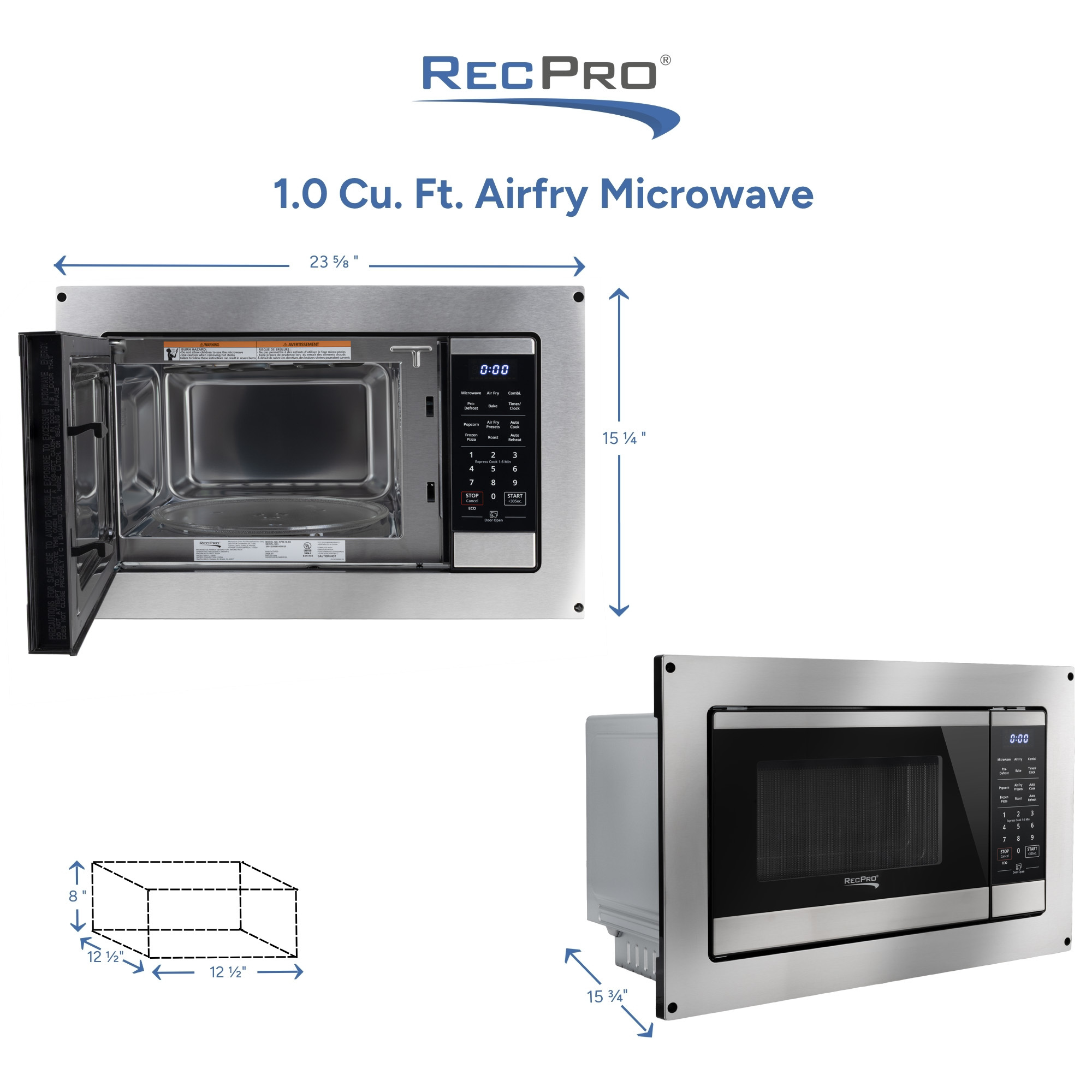 1.0 Cu. Ft. Airfry Microwave Measurements 1.0 Cu. Ft. Airfry Microwave Measurements