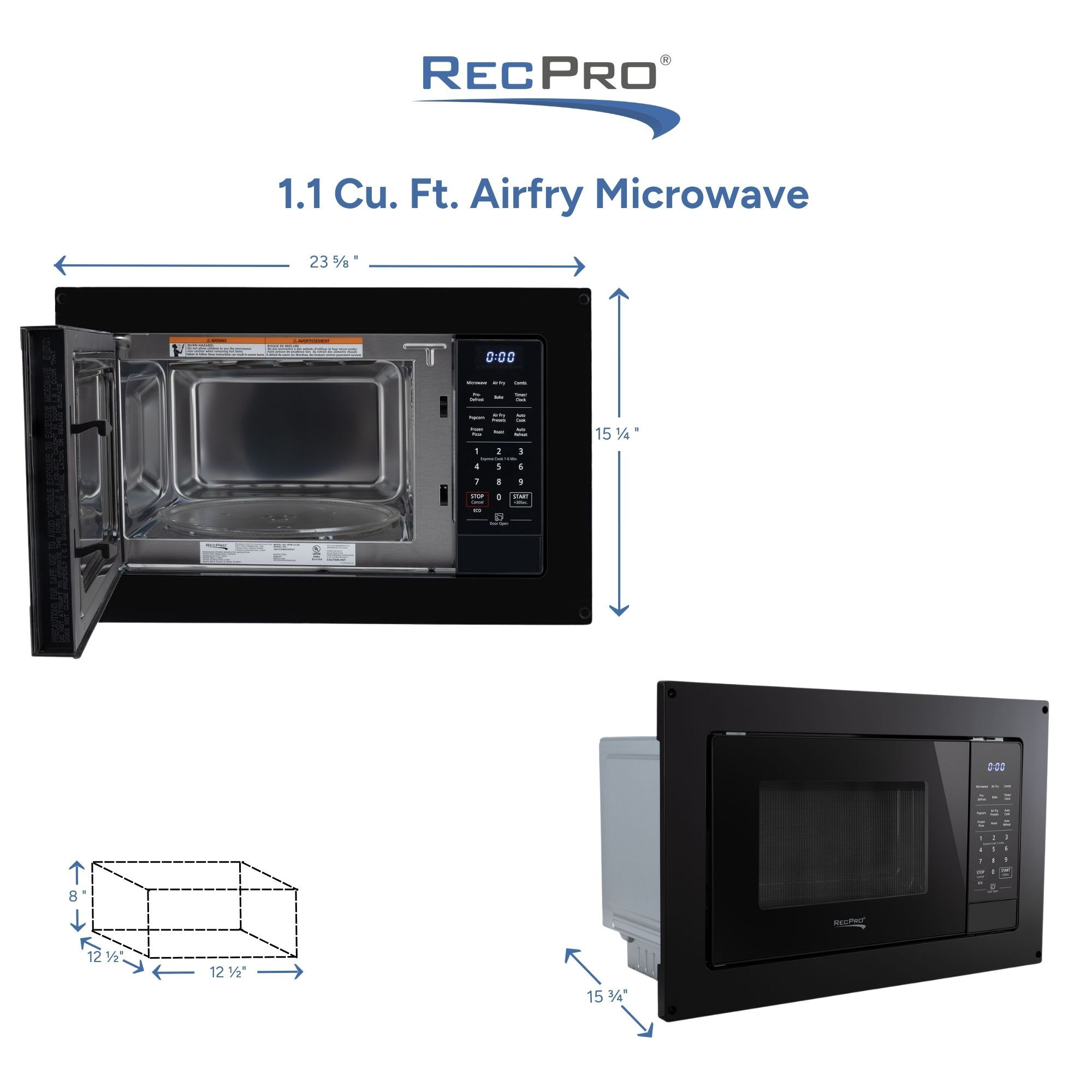 1.1 cu. ft. Airfry Microwave Measurements 1.1 cu. ft. Airfry Microwave Measurements