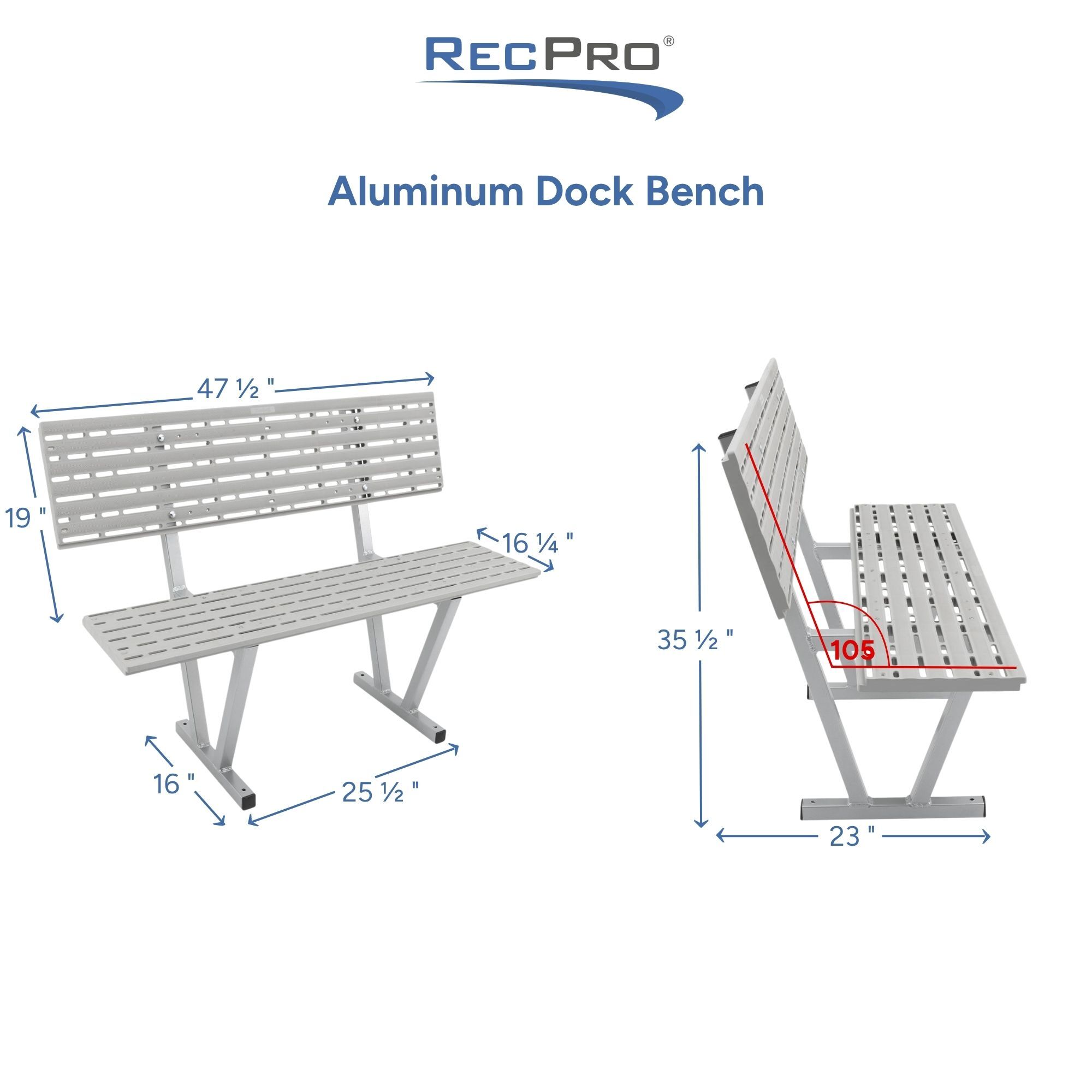 Aluminum Dock Bench Measurements Aluminum Dock Bench Measurements