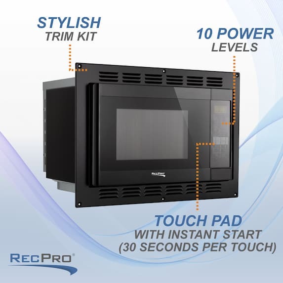 Stylish trim kit. Ten power levels. Touch pad with instant start with 30 seconds per touch.