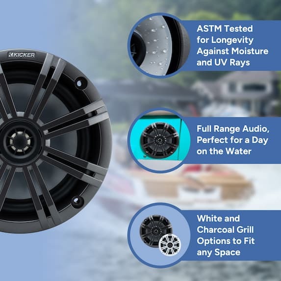 astm test for longevity, full range audio, white and charcoal grill options