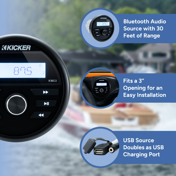 bluetooth audio, fits a 3" opening, usb source