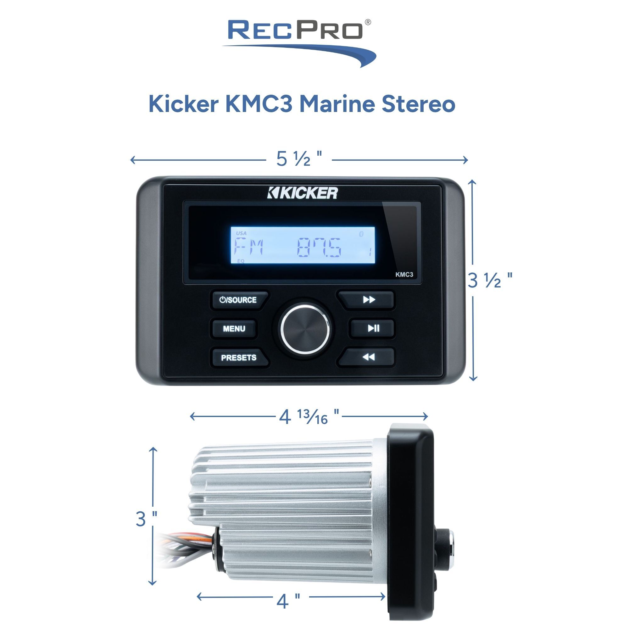 Kicker KMC3 Marine Stereo Measurements 
