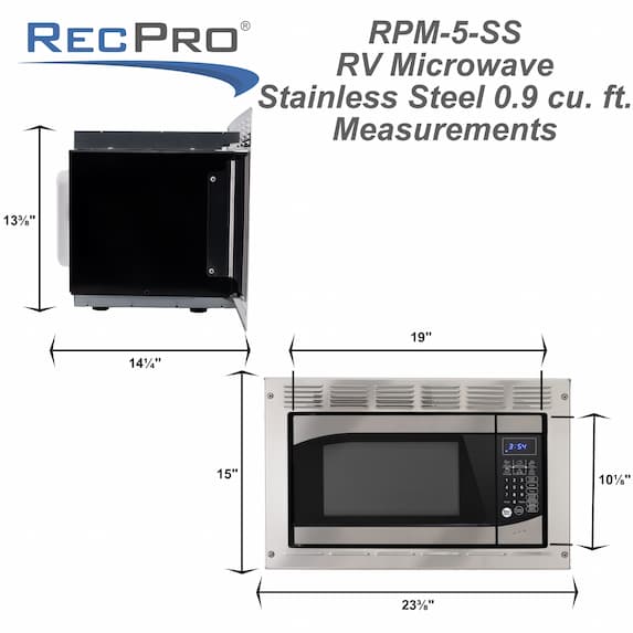 Stainless steel RV microwave measurements.