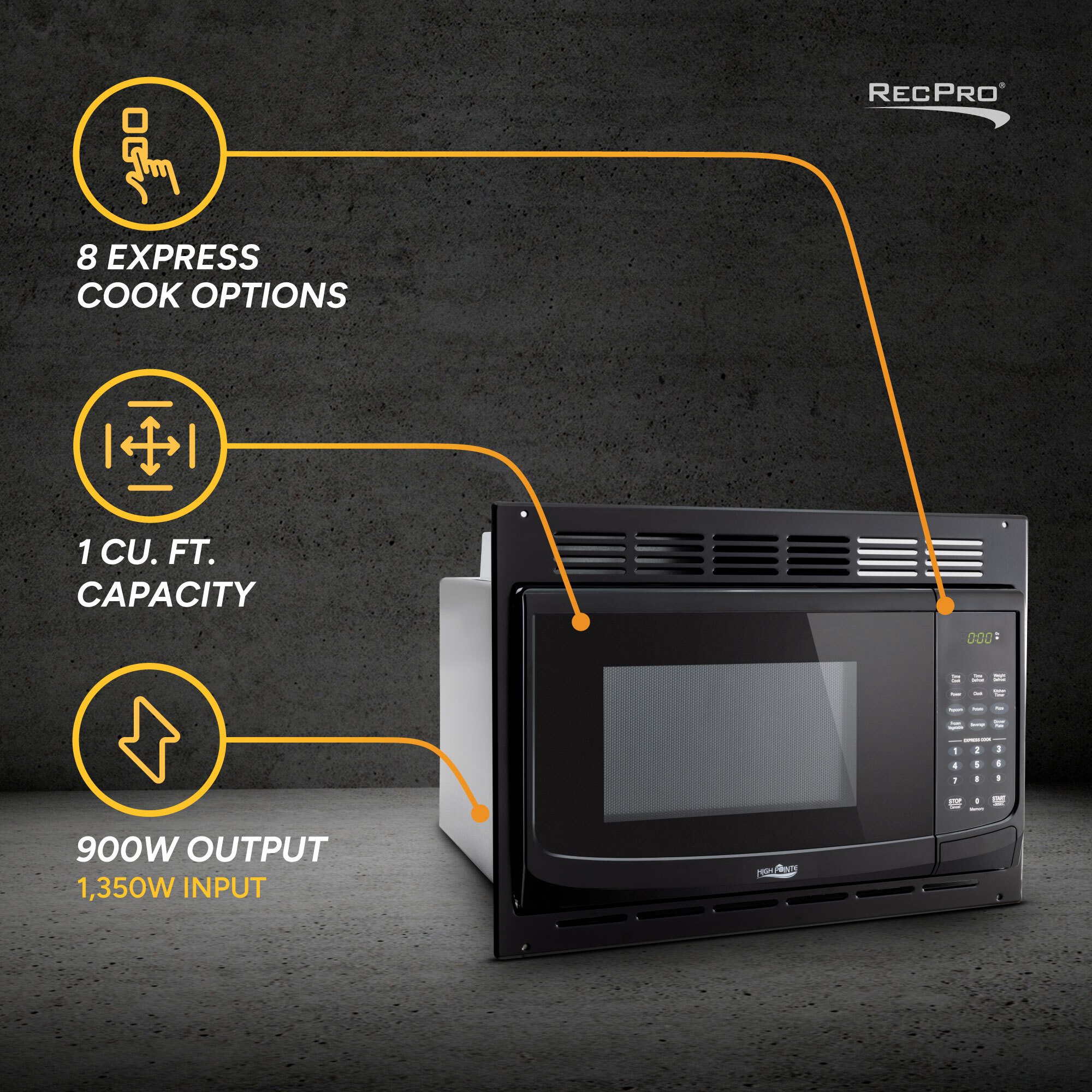 8 Express Cook Options, 1 cu. ft. Capacity, 900W Outpur