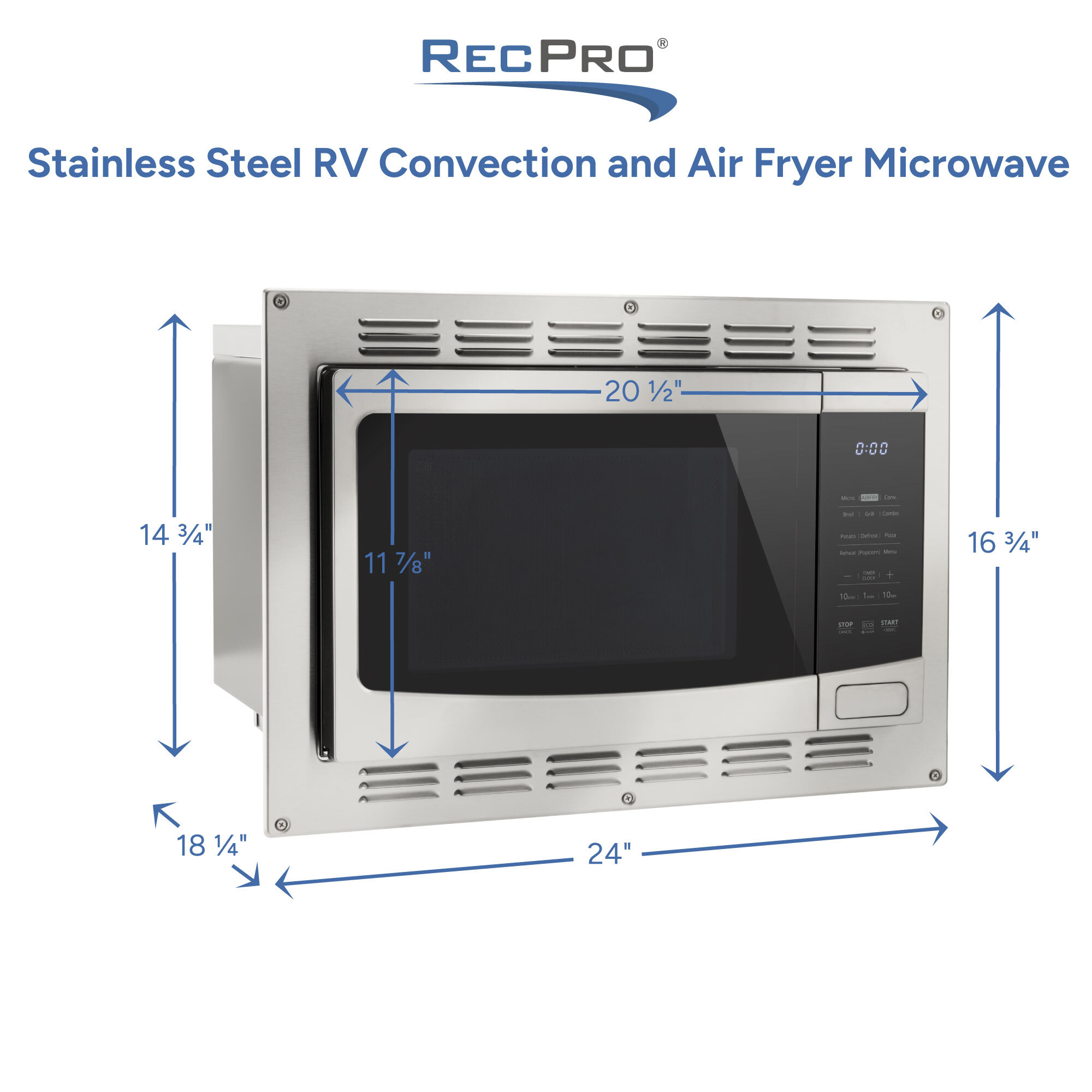 Stainless Steel RV Convection and Air Fryer Microwave Measurements 