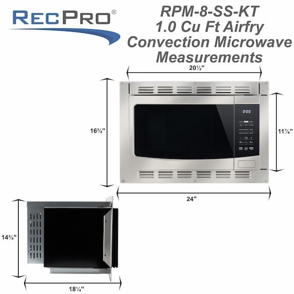 microwave  measurements  20 1/2" W x  11 7/8" H x 18 1/4" D