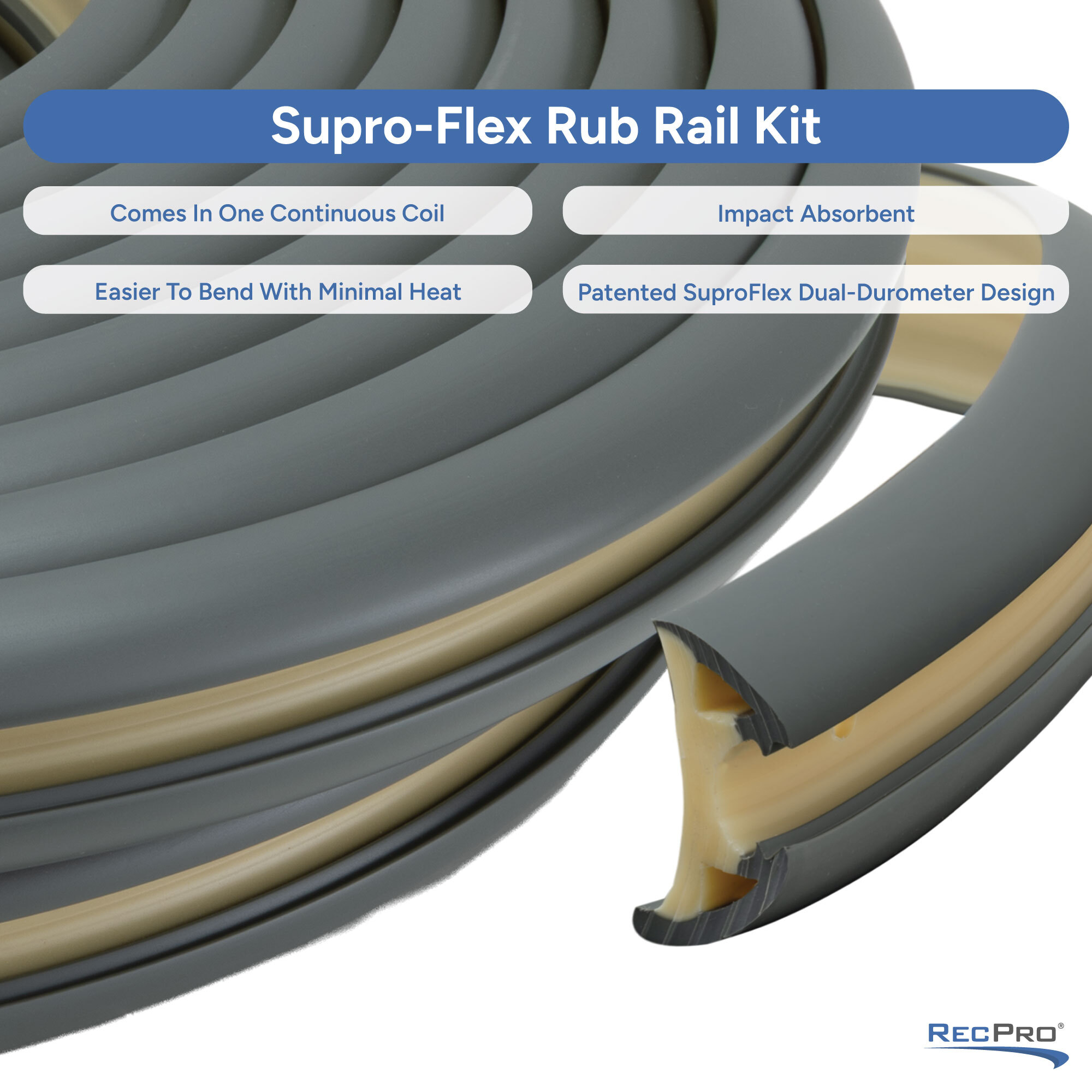 One Continuous Coil, Impact Absorbent, Easier to Bend, Patented Design