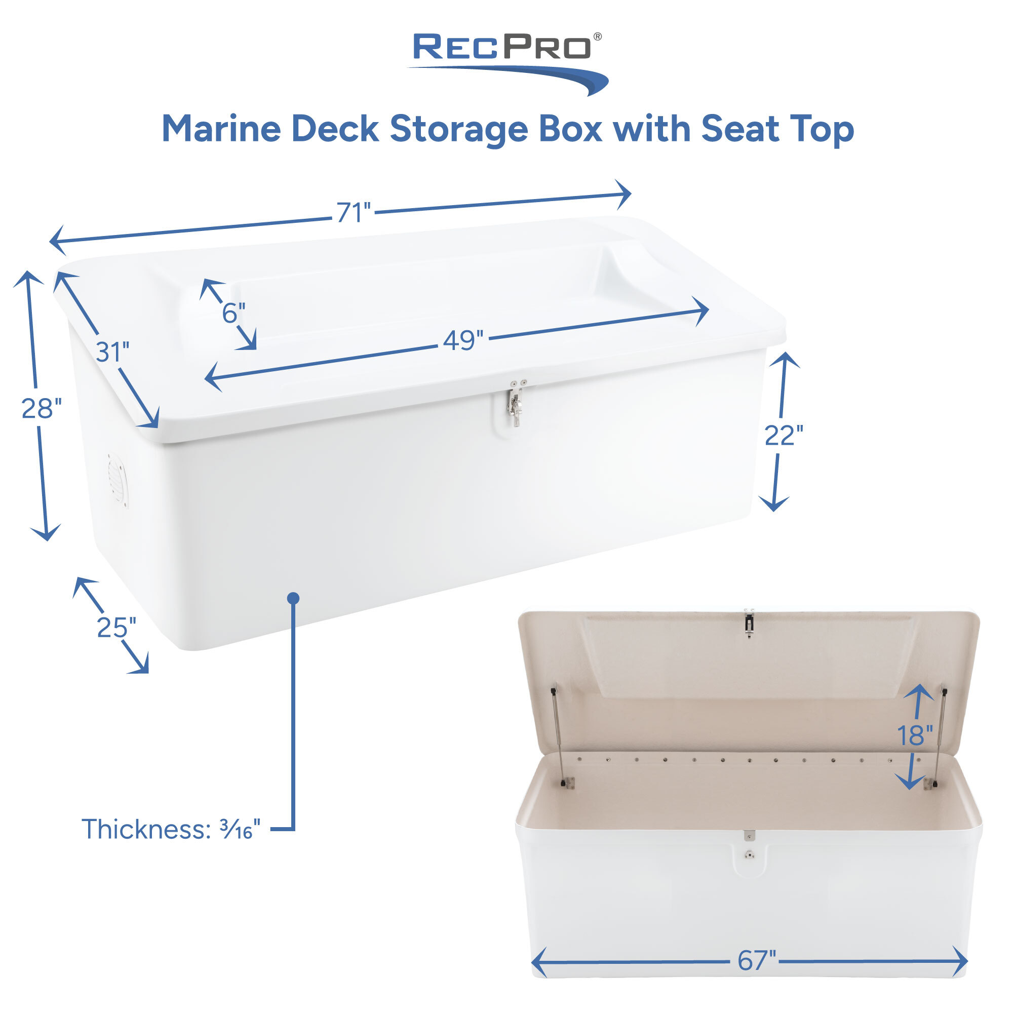 Marine Deck Storage Box with Seat Top Measurements Marine Deck Storage Box with Seat Top Measurements
