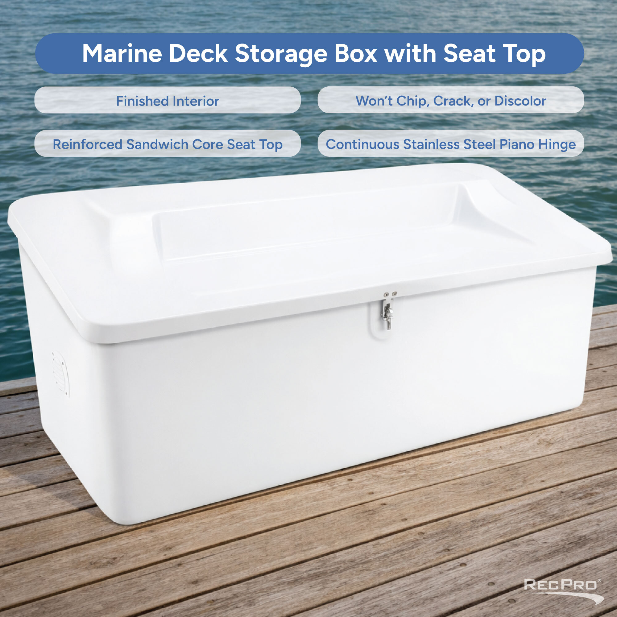 Marine Deck Storage Box with Seat Top Infograpahic Marine Deck Storage Box with Seat Top Infograpahic