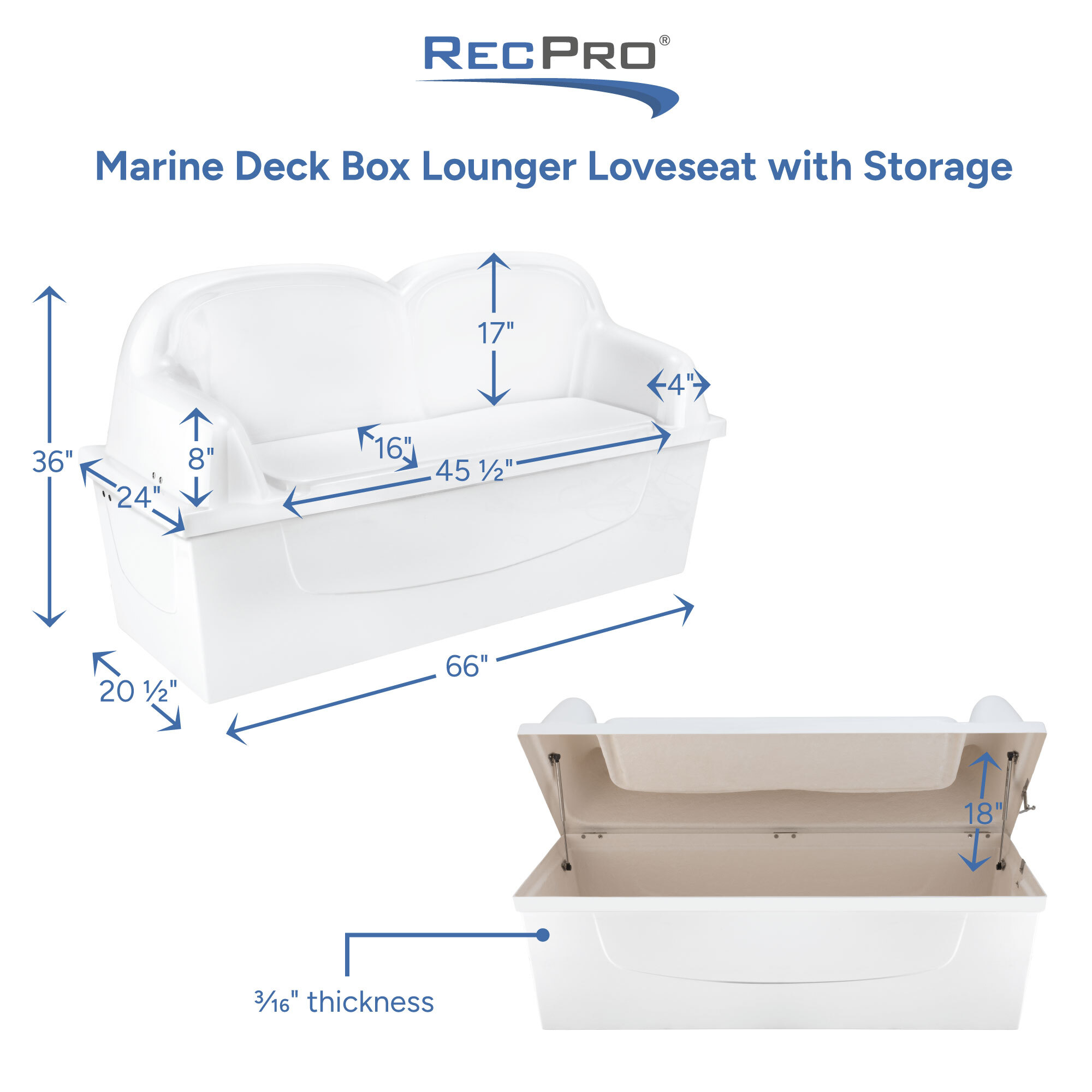 Lounger Loveseat with Storage Measurements