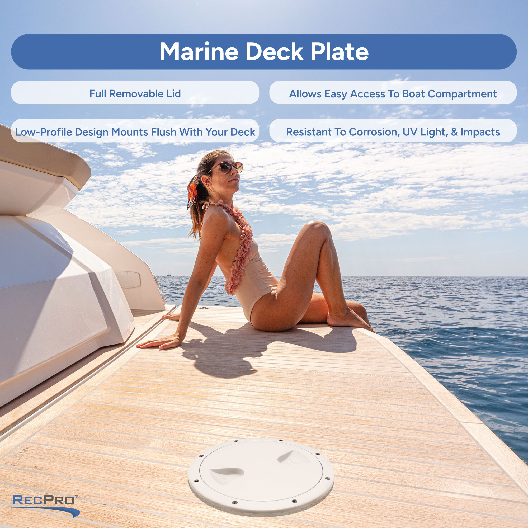 Removable Lid, Easy Access to Boat Compartment, Low-Profile Design, Resistant to Corrosion