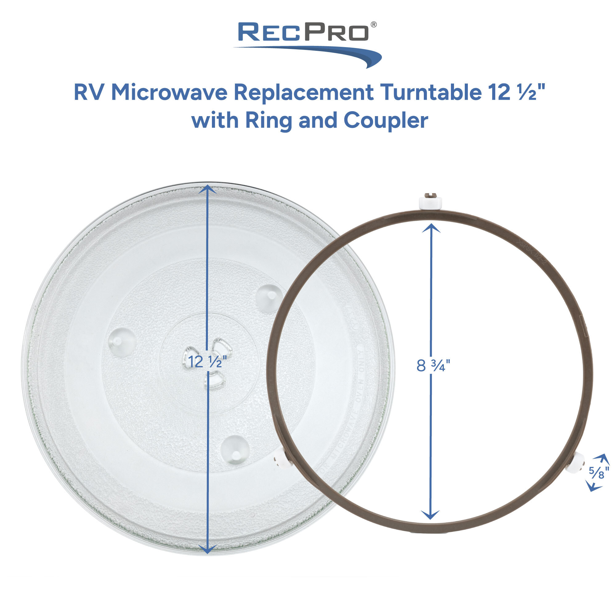 RV Microwave Replacement Turntable 12 1/2 with Ring and Coupler
