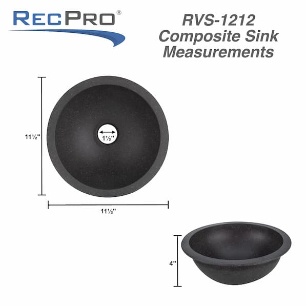 White composite round sink measurements.