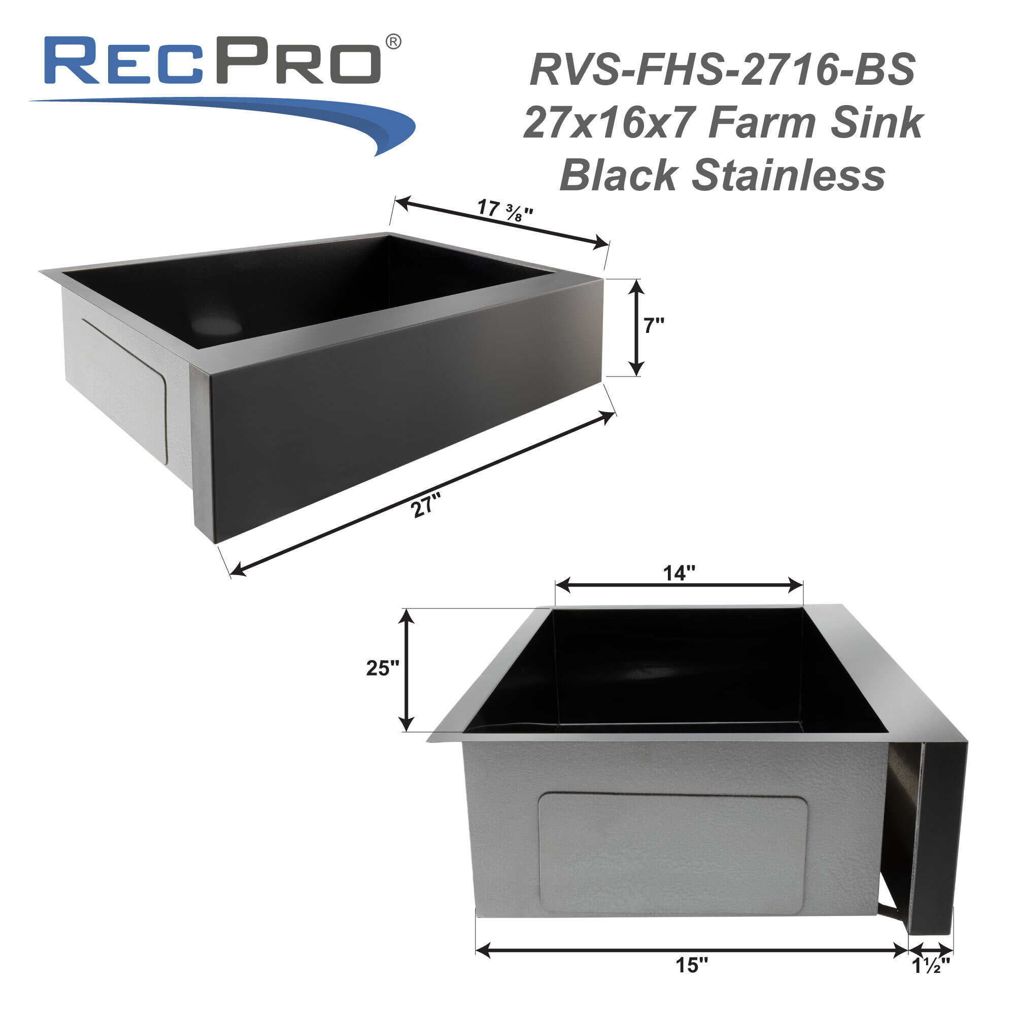 RVS-FHS-2716-BS Measurements 27&rdquo; L x 16&rdquo; W  x 6 7/8&rdquo; D 
