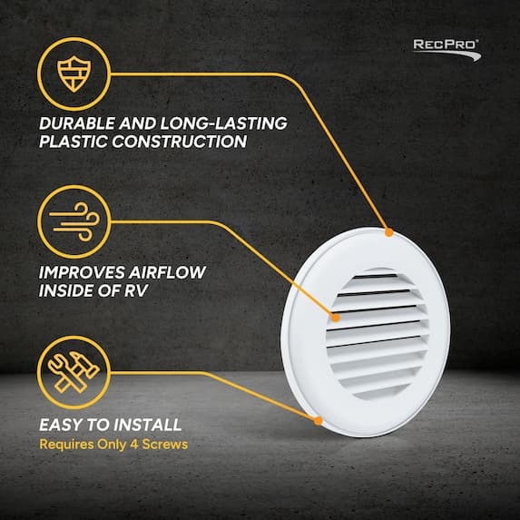 durable and long-lasting plastic construction, improves airflow inside of rv, easy to install
