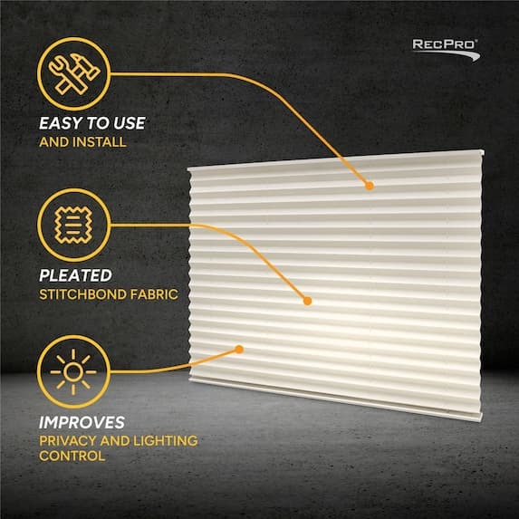 easy to use and install, pleated stitchbond fabric, improves privacy and lighting control