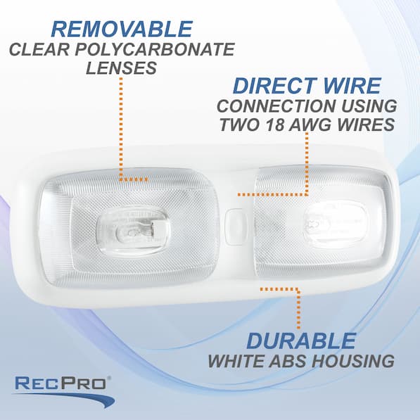 12V Double Dome Pancake RV Light - RecPro