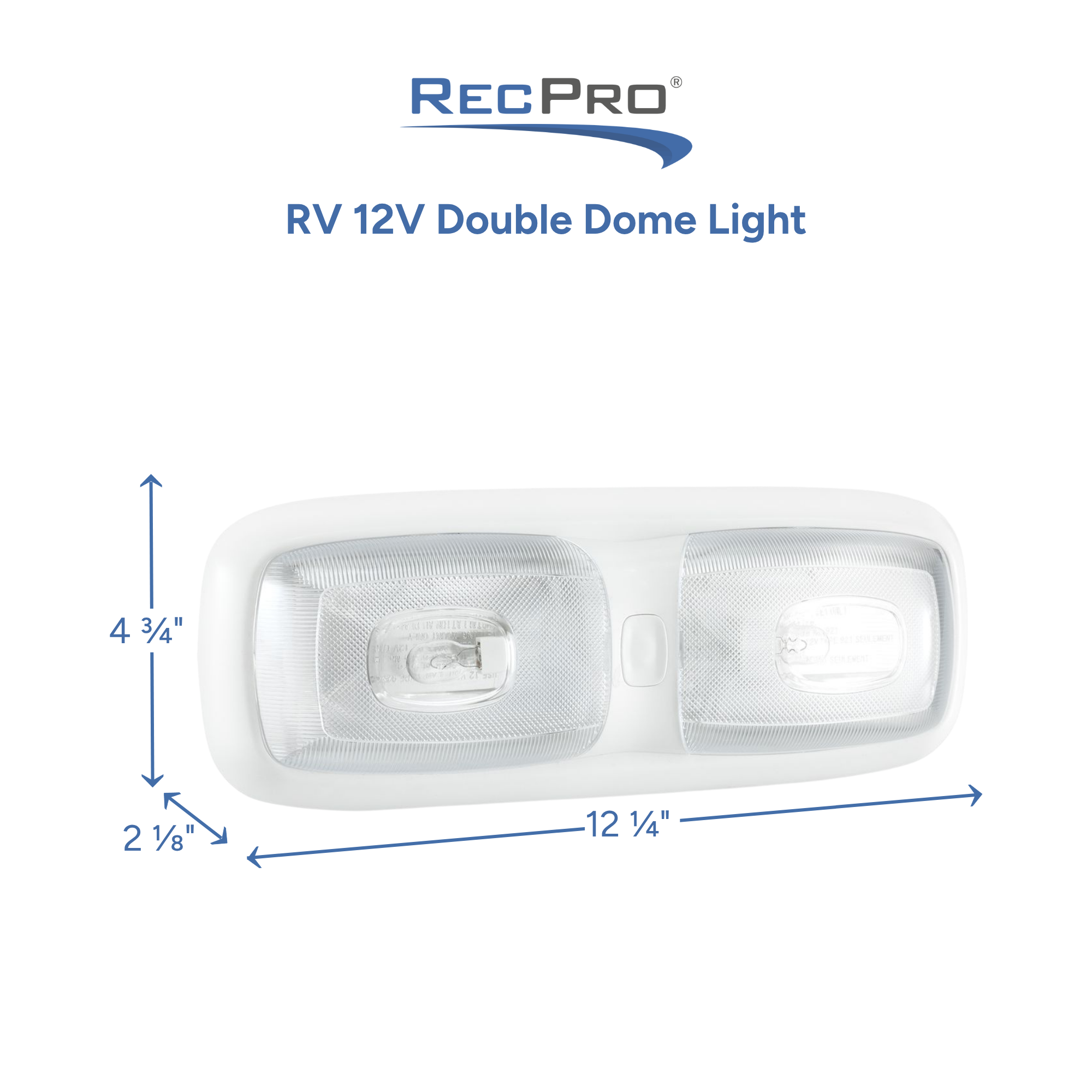 RV 12V Double Dome Light Measurements RV 12V Double Dome Light Measurements