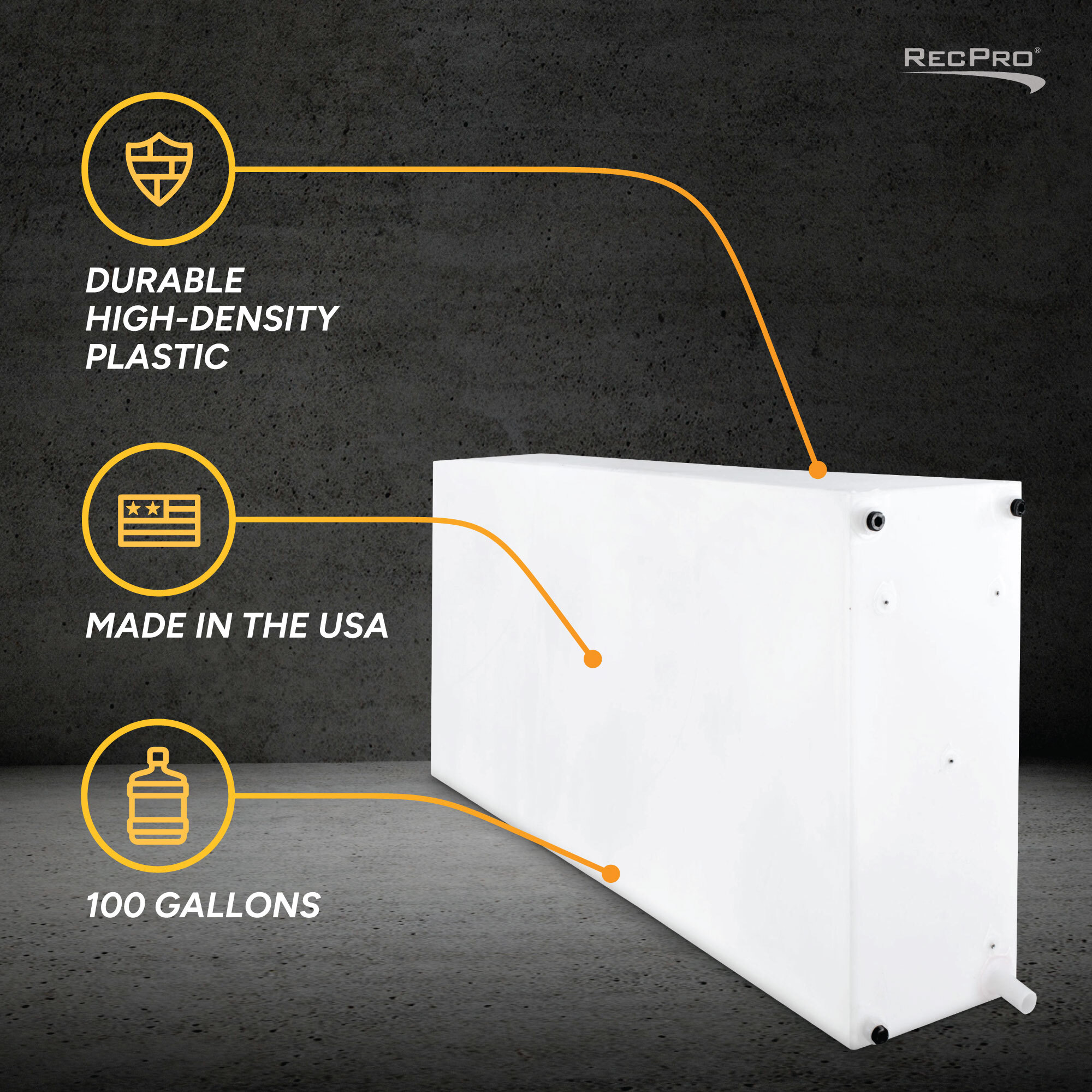 Durable High-Density Plastic, Made in the USA, 100 Gallons