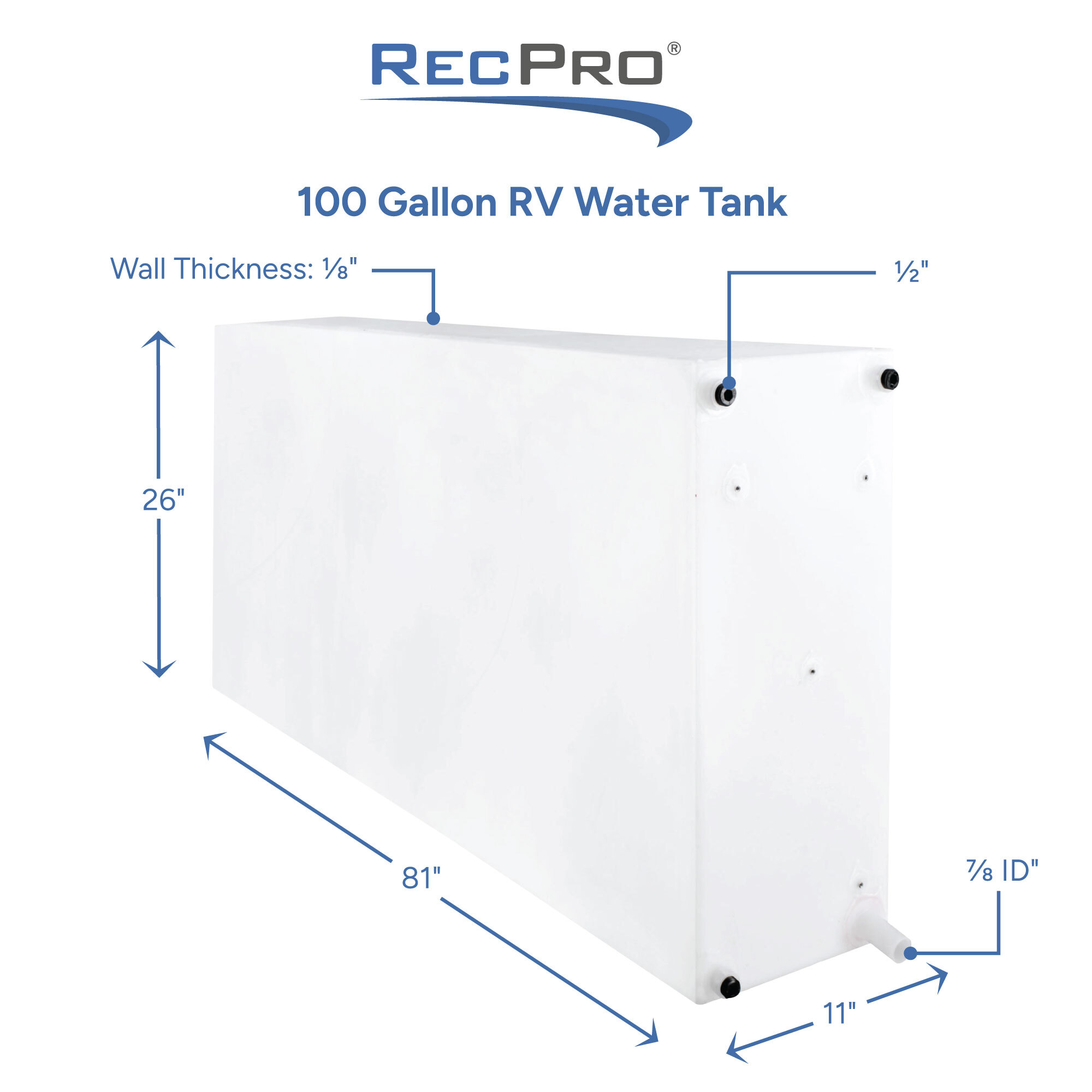 100 Gallon RV Water Tank Measurements