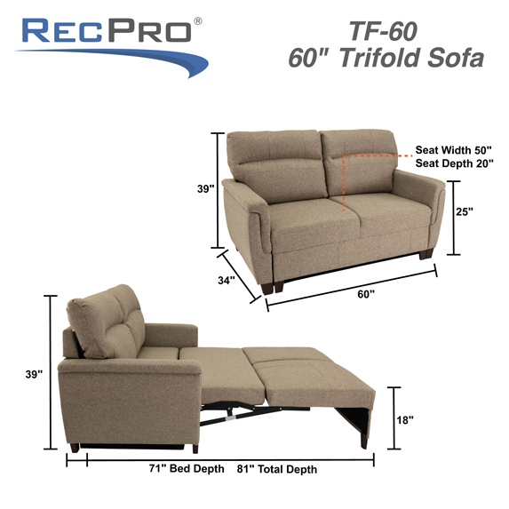 Dimensions (Sofa): 34"D x 39"H x 60"W