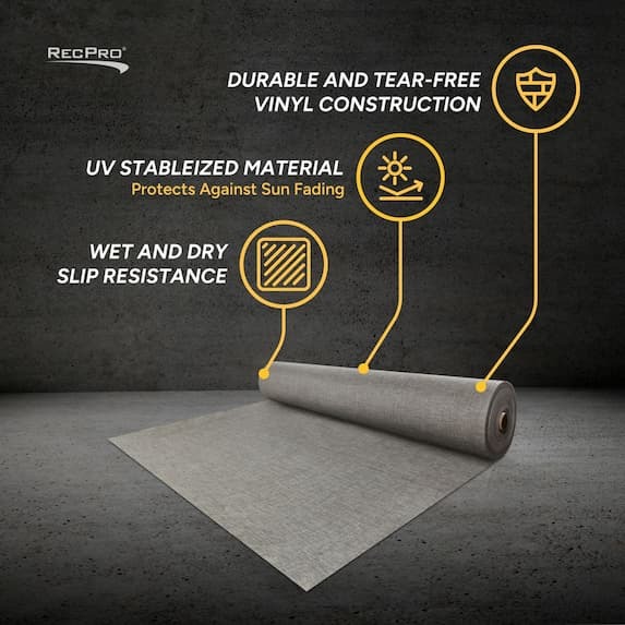 durable and tear-free vinyl construction, uv stabilized material, wet and dry slip resistance