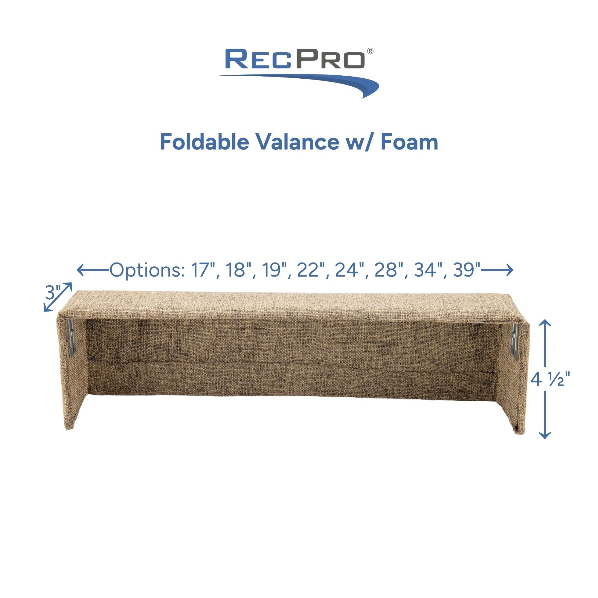 Foldable Valance w/ Foam Measurements Foldable Valance w/ Foam Measurements