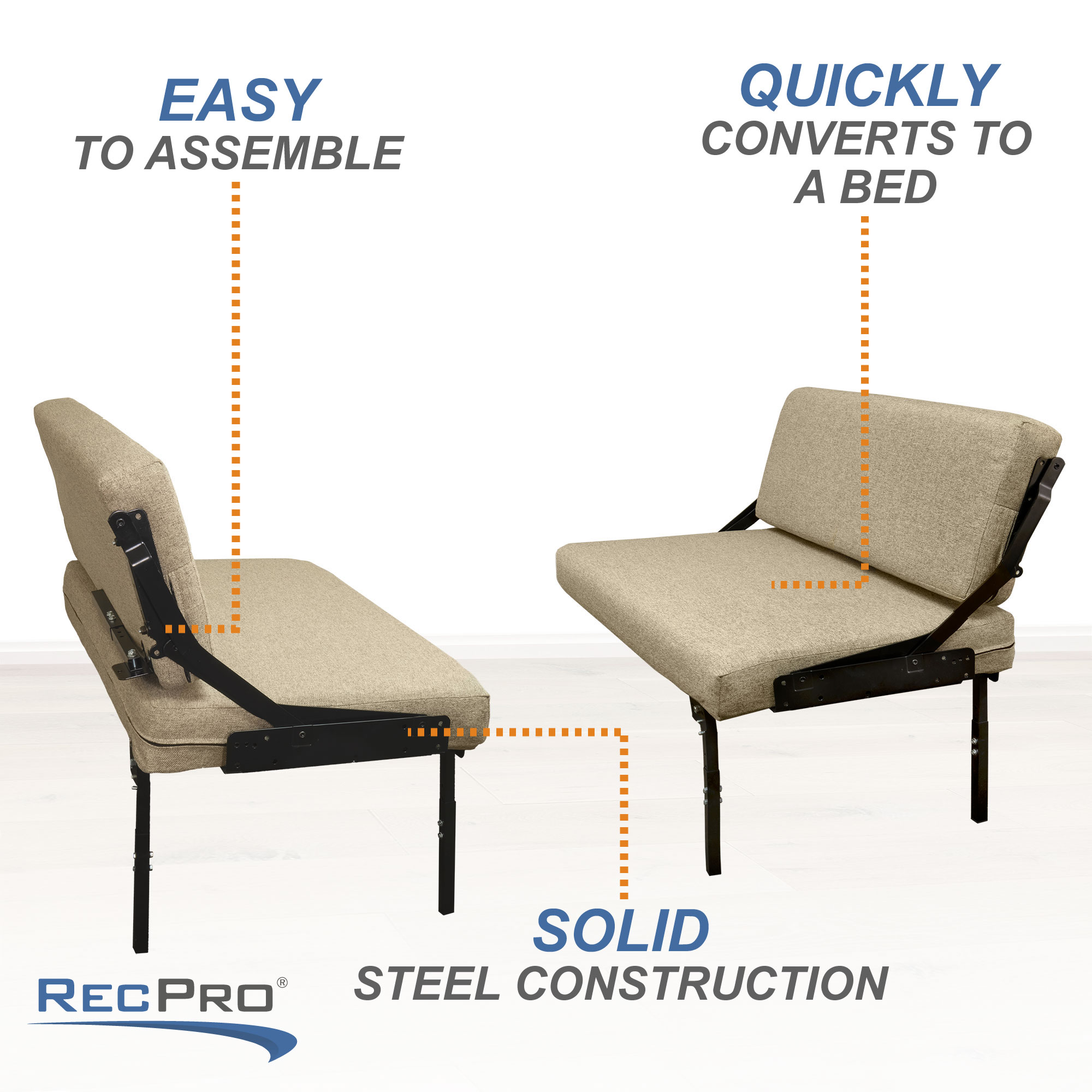 Booth Mount Rollover RV - RecPro Adjustable Dinette RecPro Wall with Legs 38\