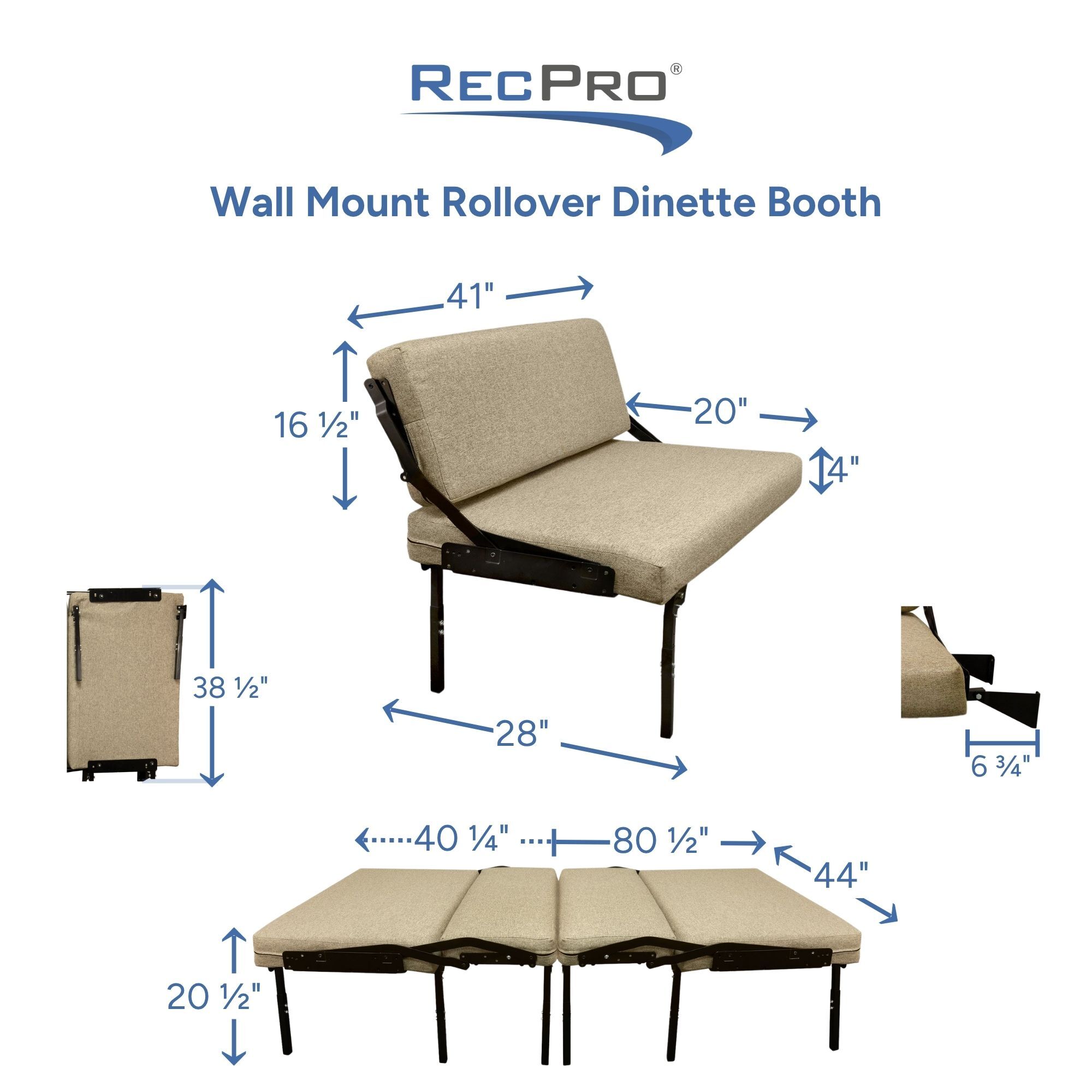 Wall Mount Rollover Dinette Booth Measurements Wall Mount Rollover Dinette Booth Measurements