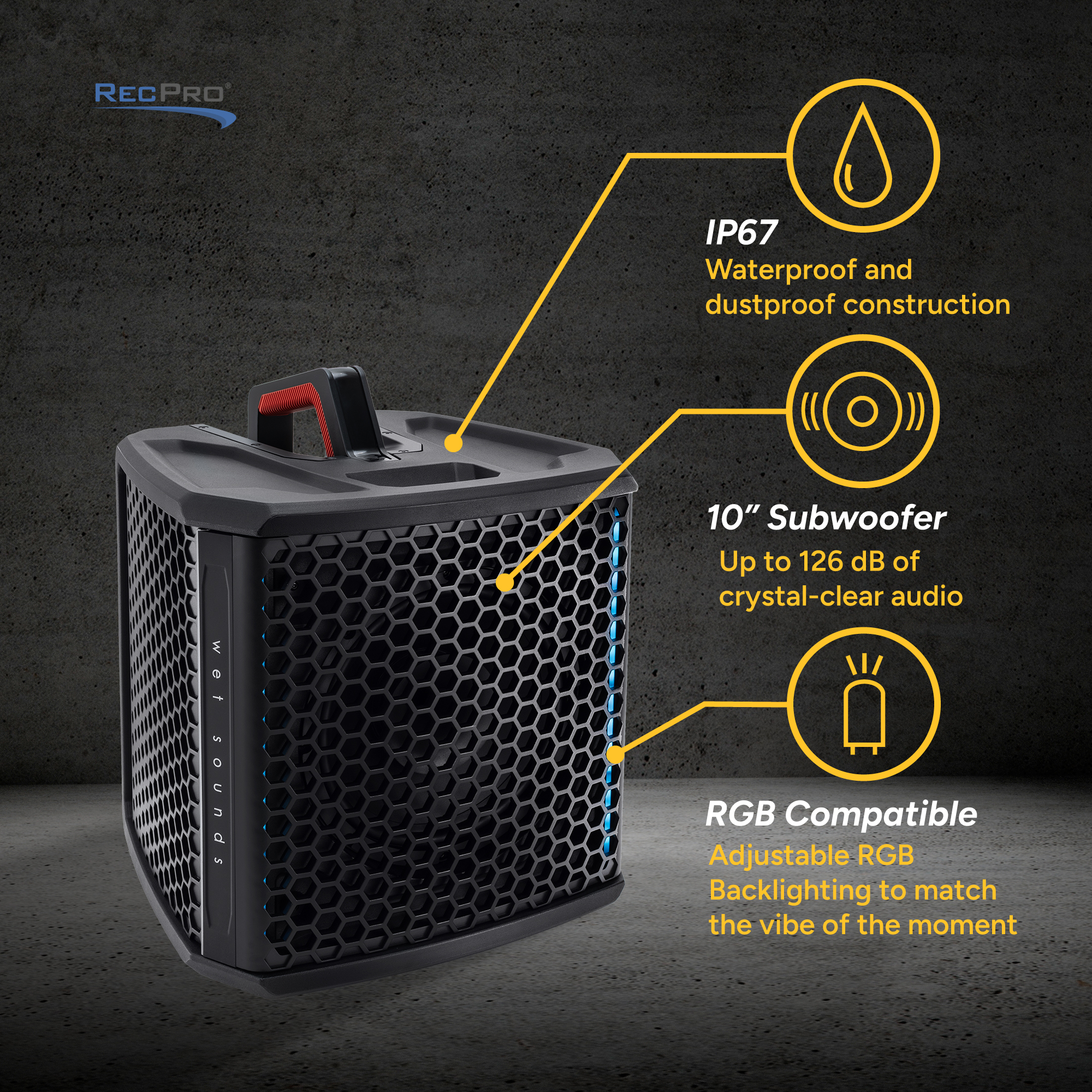 IP67, 10" Subwoofer, RGB Compatible 