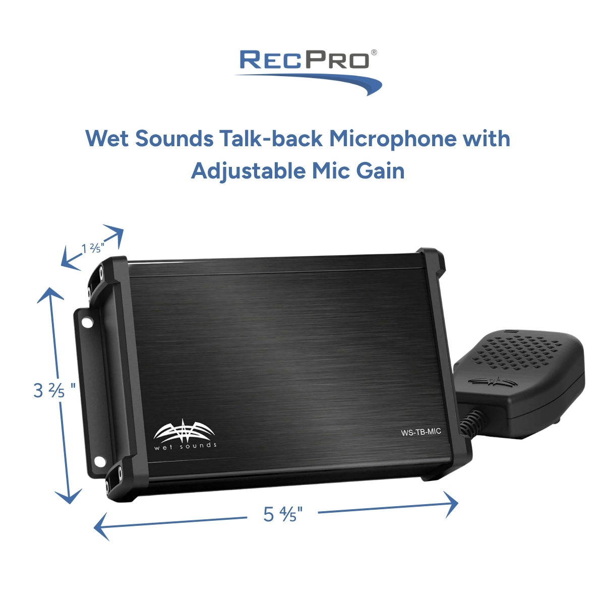 Wet Sounds Talk-Back Microphone with Adjustable Mic Gain Measurements Wet Sounds Talk-Back Microphone with Adjustable Mic Gain Measurements