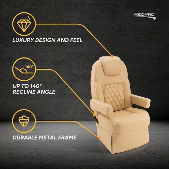 luxury design and feel, up to 140 degree recline angle, durable metal frame