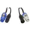 ProX Combo cable powerCON blue and grey plus dmx3-pin XLR closeup