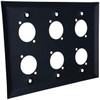 Wall Plate 3 Gang with 6 D-Size Ports, Black angle