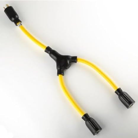 TwoFer Molded with molded L5-20 Connectors Yellow/Black 2 ft