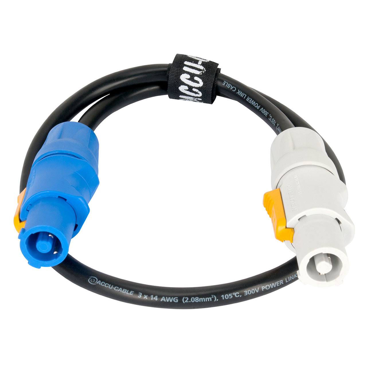 PowerCON Blue/Grey Extension Cable 14AWG - 2 to 2.5 ft - Monkey