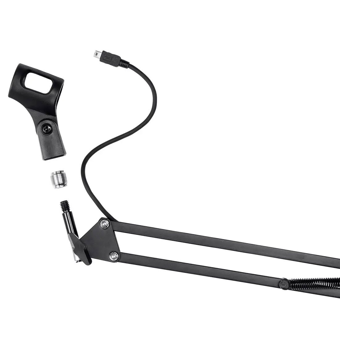 Suspension Boom Scissor Broadcast Mic Stand with Integrated Mini