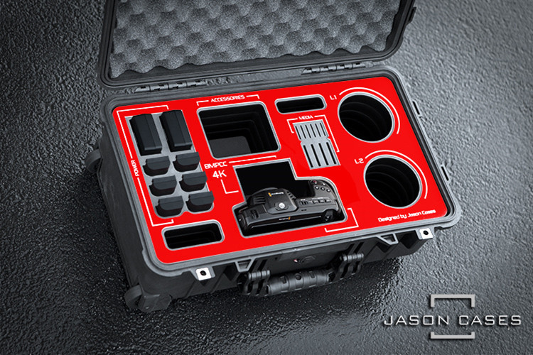 Blackmagic Pocket Cinema 4K RED Overlay Laser Cut Foam in Pelican